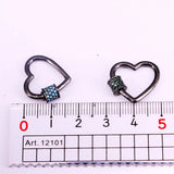 6PCS Pave CZ Heart Clasp Metalblack Carabiner Jewelry Findings