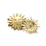 6PCS Raw Brass Sun Moon Pendant Charms for Jewelry Making DIY Outspace Earrings