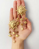 6PCS Raw Brass Sun Moon Pendant Charms for Jewelry Making DIY Outspace Earrings