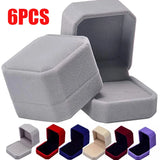 6PCS Red Velvet Ring Box Jewelry Display Case Holder Gift Heart Boxes