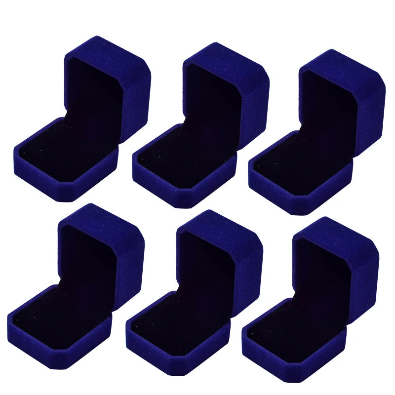 6PCS Red Velvet Ring Box Jewelry Display Case Holder Gift Heart Boxes