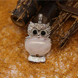 6PCS Silver Plated Owl Shaped Natural Stone Necklace Pendant