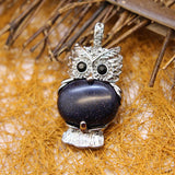 6PCS Silver Plated Owl Shaped Natural Stone Necklace Pendant