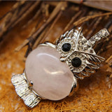 6PCS Silver Plated Owl Shaped Natural Stone Necklace Pendant