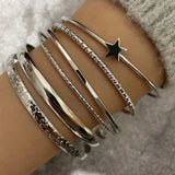 6PCS/SET Star Charm Bracelets for Women Jewelry Accessories Sets