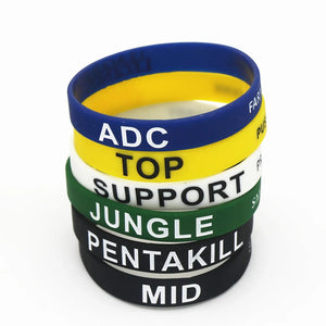 6PCS Silicone Game Wristband Bracelet Letters Printed Band SH040