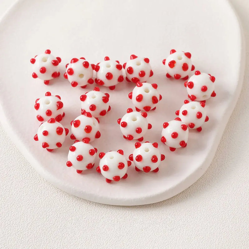 6PCS Speckle Coloured Glaze Glass Beads Charms for Jewelry Making