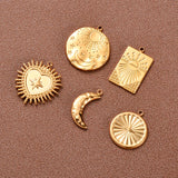 6PCS Stainless Steel Heart Star Moon Pendants for DIY Earrings Necklace Bracelet