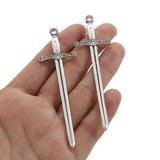 6PCS Sword Charms Alloy Metal Pendants for DIY Necklace Making