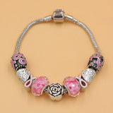 6PCS Pink Ribbon Breast Cancer Bracelets for Awareness Month