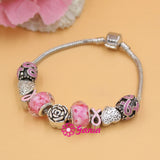 6PCS Pink Ribbon Breast Cancer Bracelets for Awareness Month