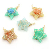 6PCS Resin Stone Star Pendant Jewelry Making DIY