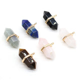 6PCS Agate Hexagonal Pyramid Pendant for Jewelry Making DIY Necklace Earrings