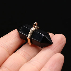 6PCS Agate Hexagonal Pyramid Pendant for Jewelry Making DIY Necklace Earrings