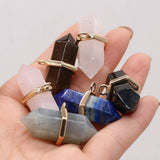 6PCS Agate Hexagonal Pyramid Pendant for Jewelry Making DIY Necklace Earrings