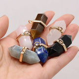 6PCS Agate Hexagonal Pyramid Pendant for Jewelry Making DIY Necklace Earrings