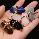 6PCS Agate Hexagonal Pyramid Pendant for Jewelry Making DIY Necklace Earrings