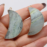 6PCS Natural Stone Amazonite Gilt Edge Crescent Shape Pendant
