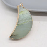 6PCS Natural Stone Amazonite Gilt Edge Crescent Shape Pendant