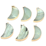 6PCS Natural Stone Amazonite Gilt Edge Crescent Shape Pendant