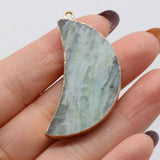 6PCS Natural Stone Amazonite Gilt Edge Crescent Shape Pendant