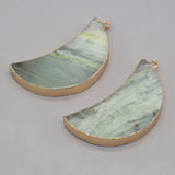 6PCS Natural Stone Amazonite Gilt Edge Crescent Shape Pendant
