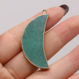 6PCS Green Aventurine Gilt Edge Crescent Pendant DIY Jewelry Making