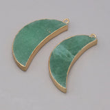 6PCS Green Aventurine Gilt Edge Crescent Pendant DIY Jewelry Making
