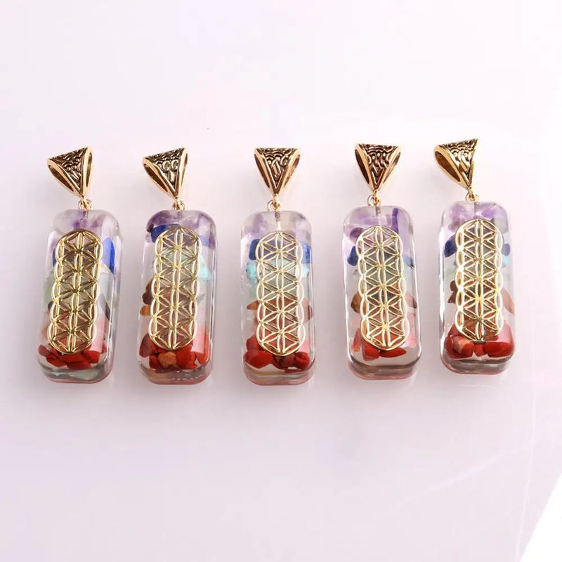6PCS Chakra Pendant Healing Necklace Druzy Reiki Pendulum Amulet