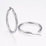 Stainless Steel Hoop Earrings Stripe Design Hypoallergenic for Women