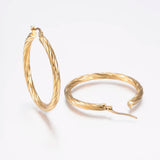 Stainless Steel Hoop Earrings Stripe Design Hypoallergenic for Women