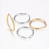 Stainless Steel Hoop Earrings Stripe Design Hypoallergenic for Women