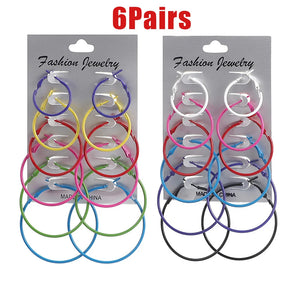 Colorful Hoop Earrings Set Steampunk Circle Party Jewelry