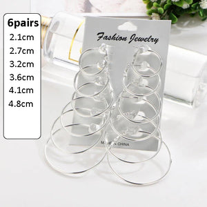 Punk Hoop Earrings Set for Women Steampunk Ear Clip Earring