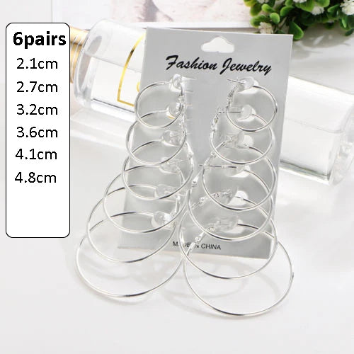 Punk Hoop Earrings Set for Women Steampunk Ear Clip Earring