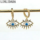 Geometric Enamel Eye Hoop Earrings Turkey Lucky Dangle Earrings For Women