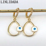 Geometric Enamel Eye Hoop Earrings Turkey Lucky Dangle Earrings For Women