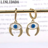 Geometric Enamel Eye Hoop Earrings Turkey Lucky Dangle Earrings For Women