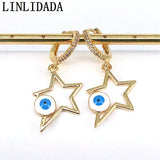 Geometric Enamel Eye Hoop Earrings Turkey Lucky Dangle Earrings For Women