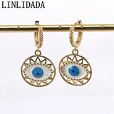 Geometric Enamel Eye Hoop Earrings Turkey Lucky Dangle Earrings For Women