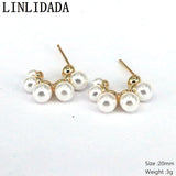 6Pairs Minimalist C Shaped Earrings Shell Pearl Round Earring Stud Wedding Party