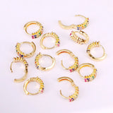 Rainbow CZ Circle Earrings Micro Pave Hoops For Women Girls