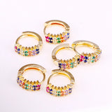 Rainbow CZ Circle Earrings Micro Pave Hoops For Women Girls