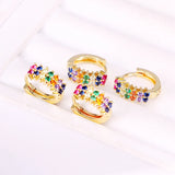 Rainbow CZ Circle Earrings Micro Pave Hoops For Women Girls