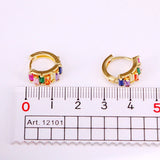 Rainbow CZ Circle Earrings Micro Pave Hoops For Women Girls