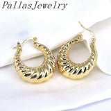 6Pairs Fashion Plated Hoops Earrings for Women Twist Circle Thick Earrings