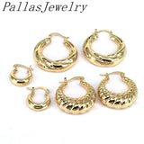 6Pairs Fashion Plated Hoops Earrings for Women Twist Circle Thick Earrings