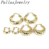 6Pairs Fashion Plated Hoops Earrings for Women Twist Circle Thick Earrings