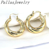 6Pairs Fashion Plated Hoops Earrings for Women Twist Circle Thick Earrings