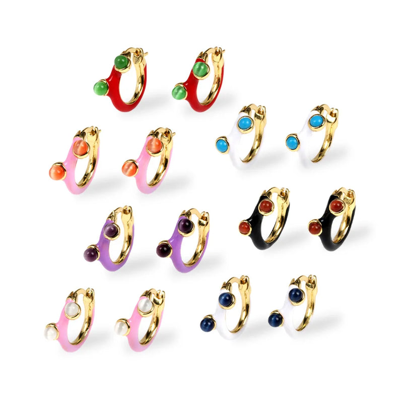 Colorful Enamel Small Hoop Earrings Women Earings Party Gift